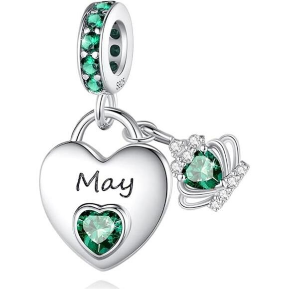 925 Sterling Silver Heart Birthstone Charm Dangle Pendant for Pandora Bracelet G - Picture 7 of 7